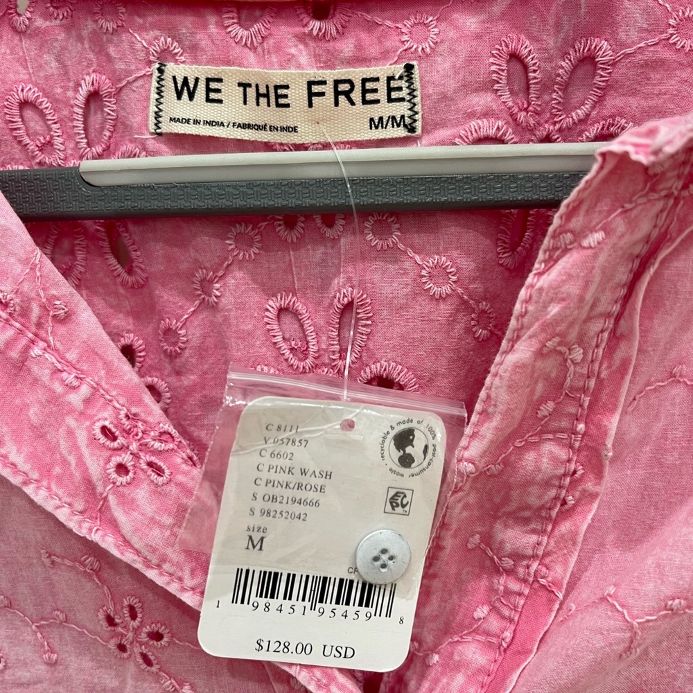 Pink button down top